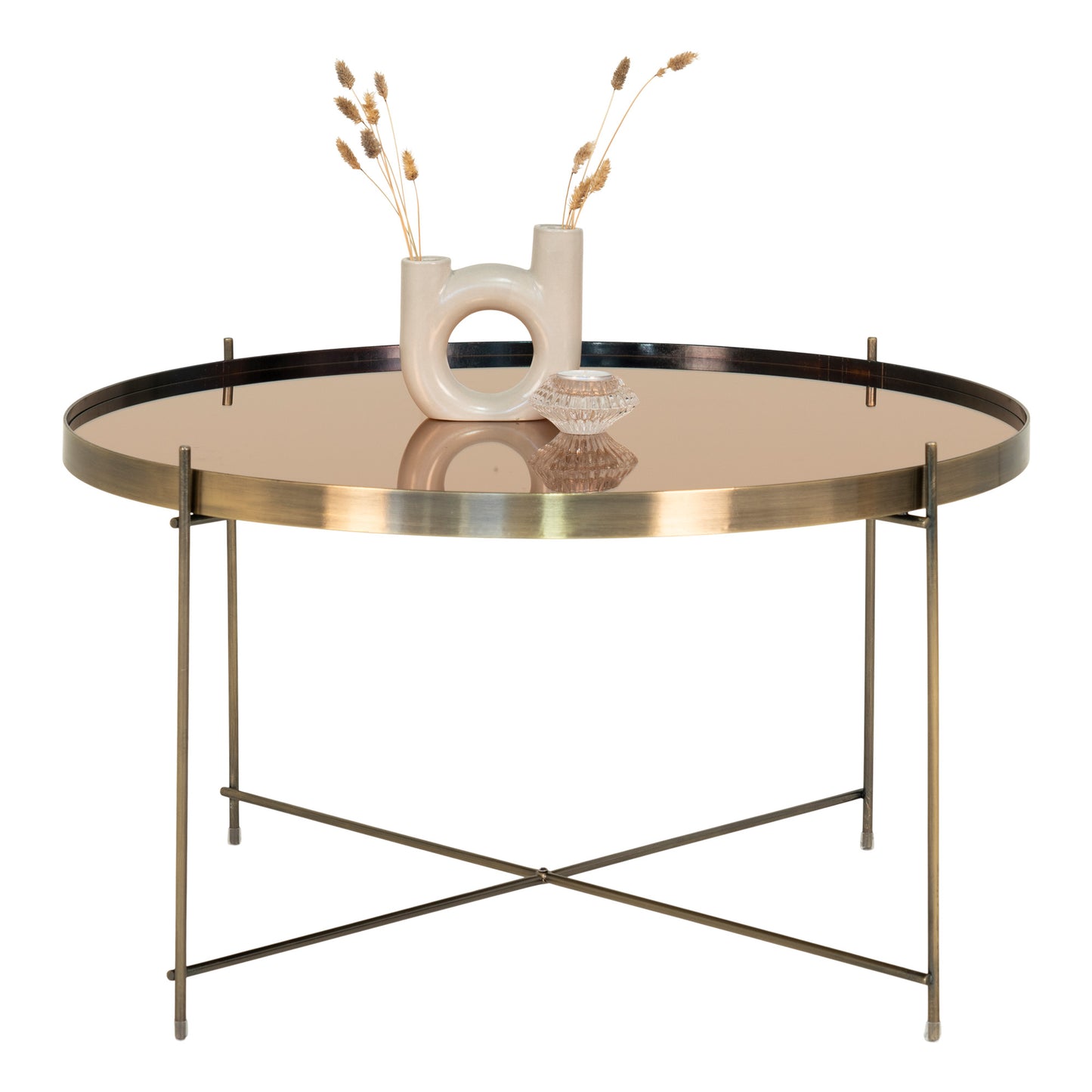 Eleganter Couchtisch VENEDIG messingfarbig ca. ø70cm