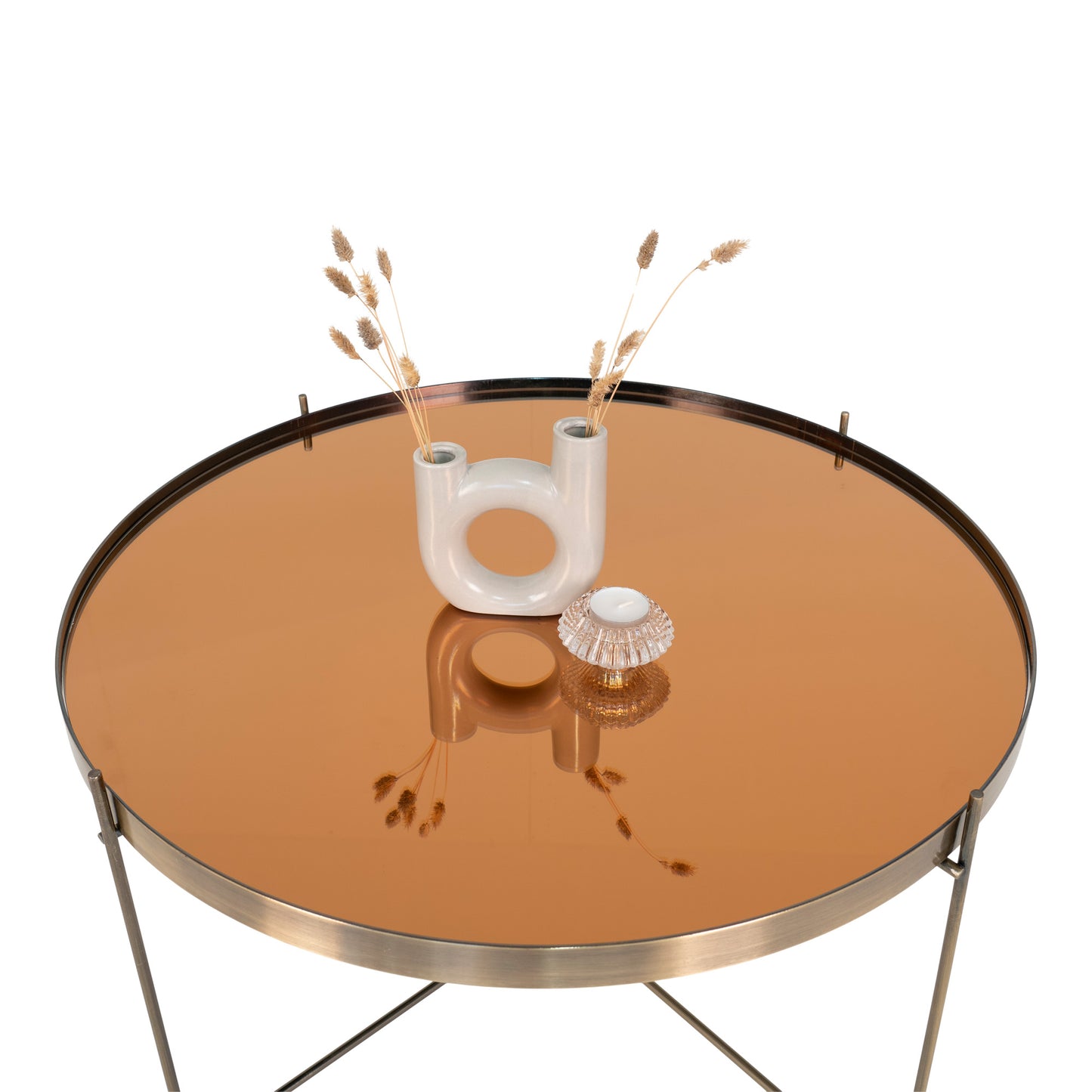 Eleganter Couchtisch VENEDIG messingfarbig ca. ø70cm