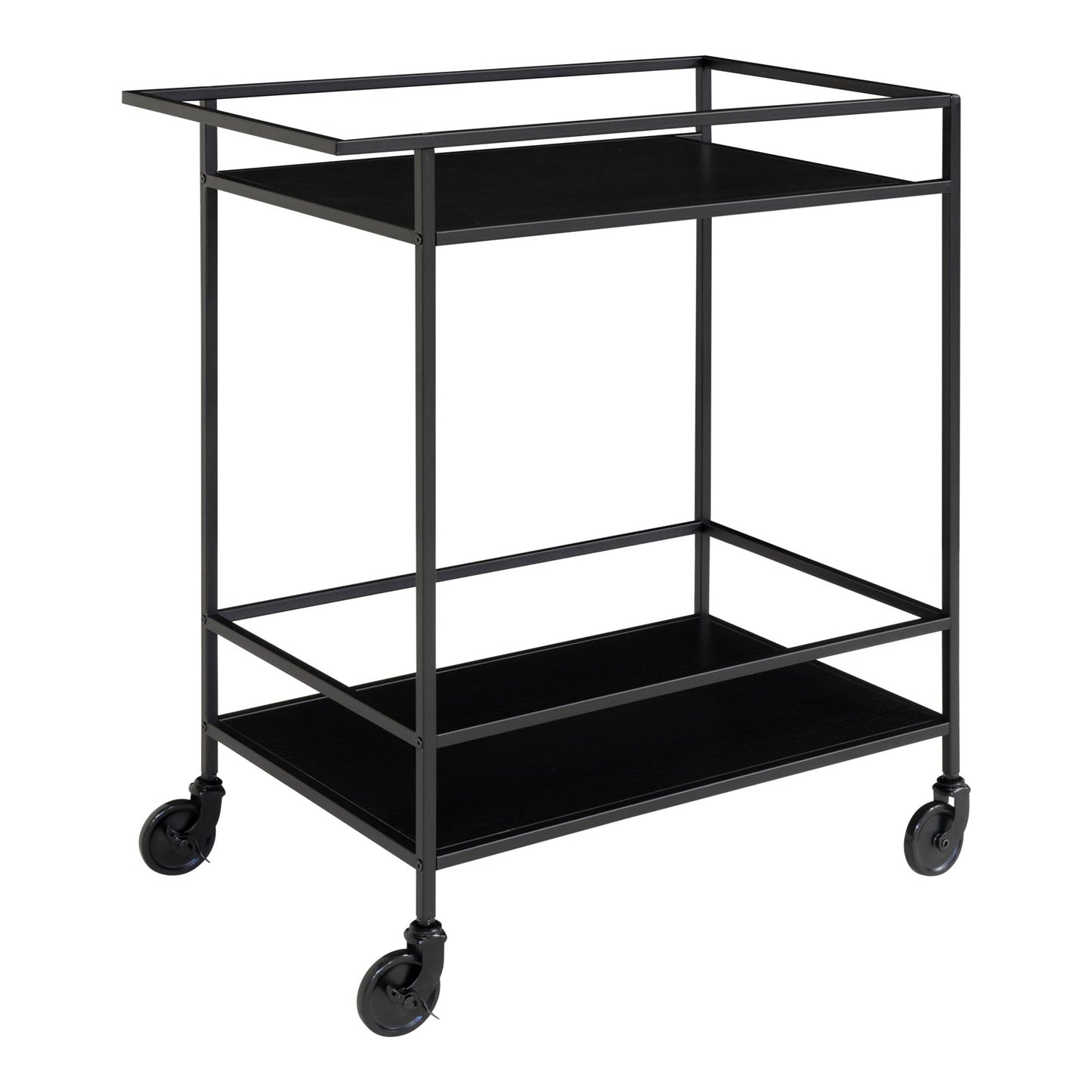 Moderner Bar-Rollwagen LEVEN 80cm schwarz Servierwagen Küchenwagen