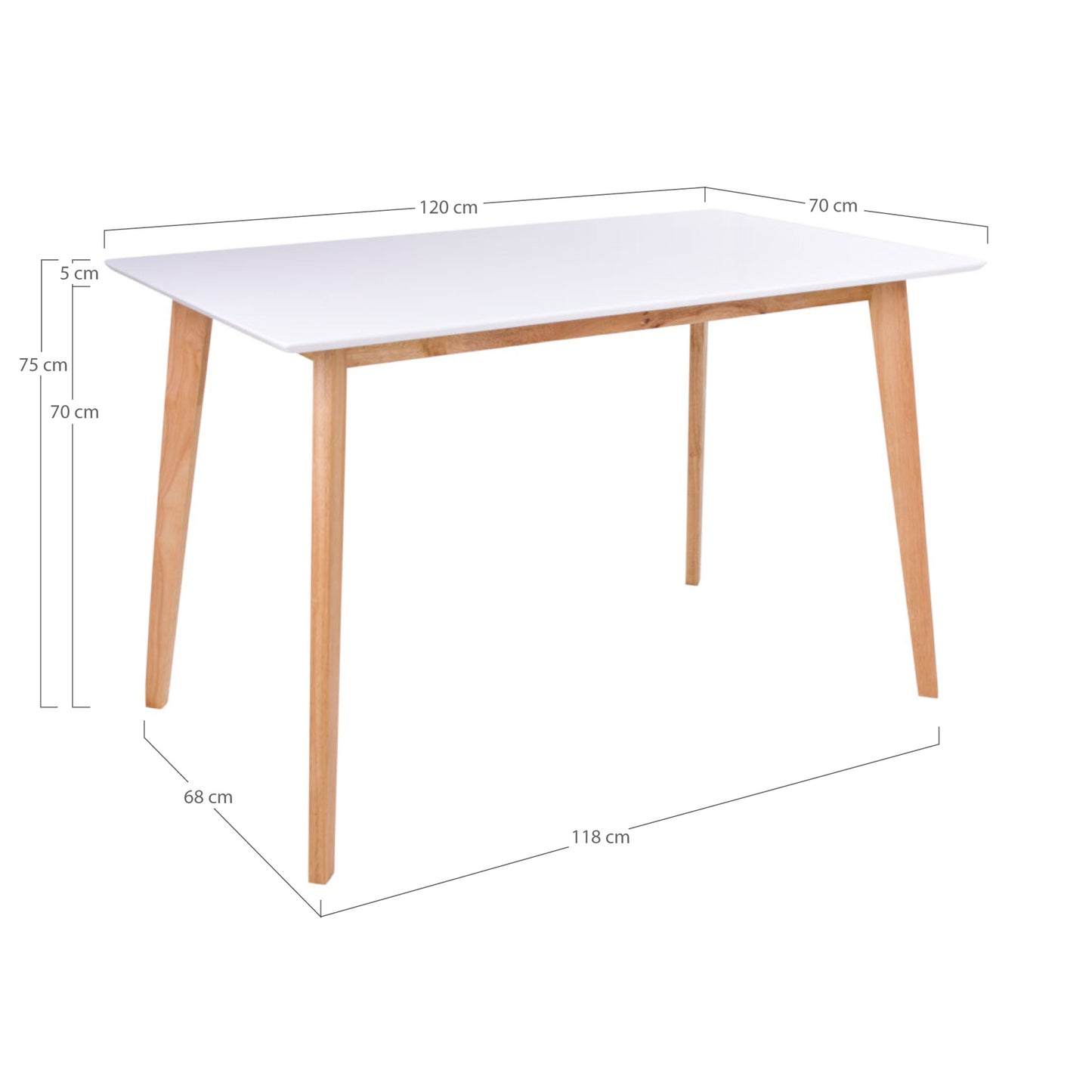Design Esstisch BOJENS weiss/natural ca.120x70cm Skandinavisch