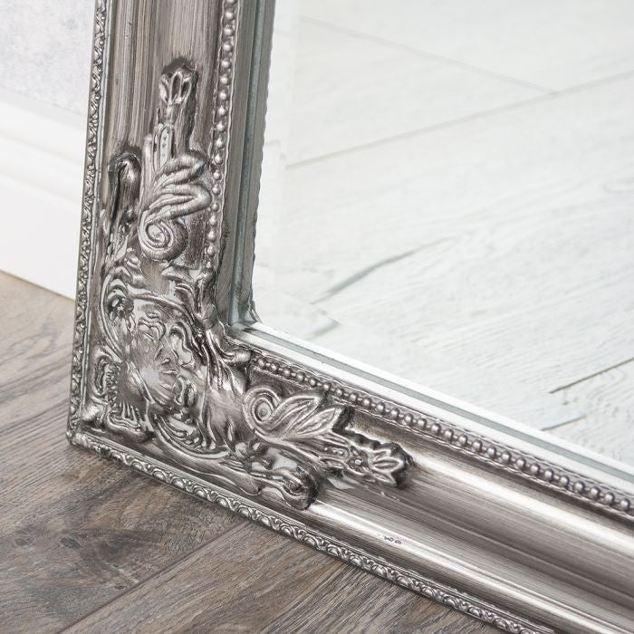 Eleganter Barock-Spiegel BESSA 80x60cm silber-antik Holzrahmen