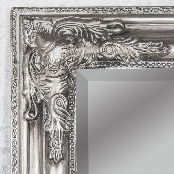 Eleganter Barock-Spiegel BESSA 80x60cm silber-antik Holzrahmen