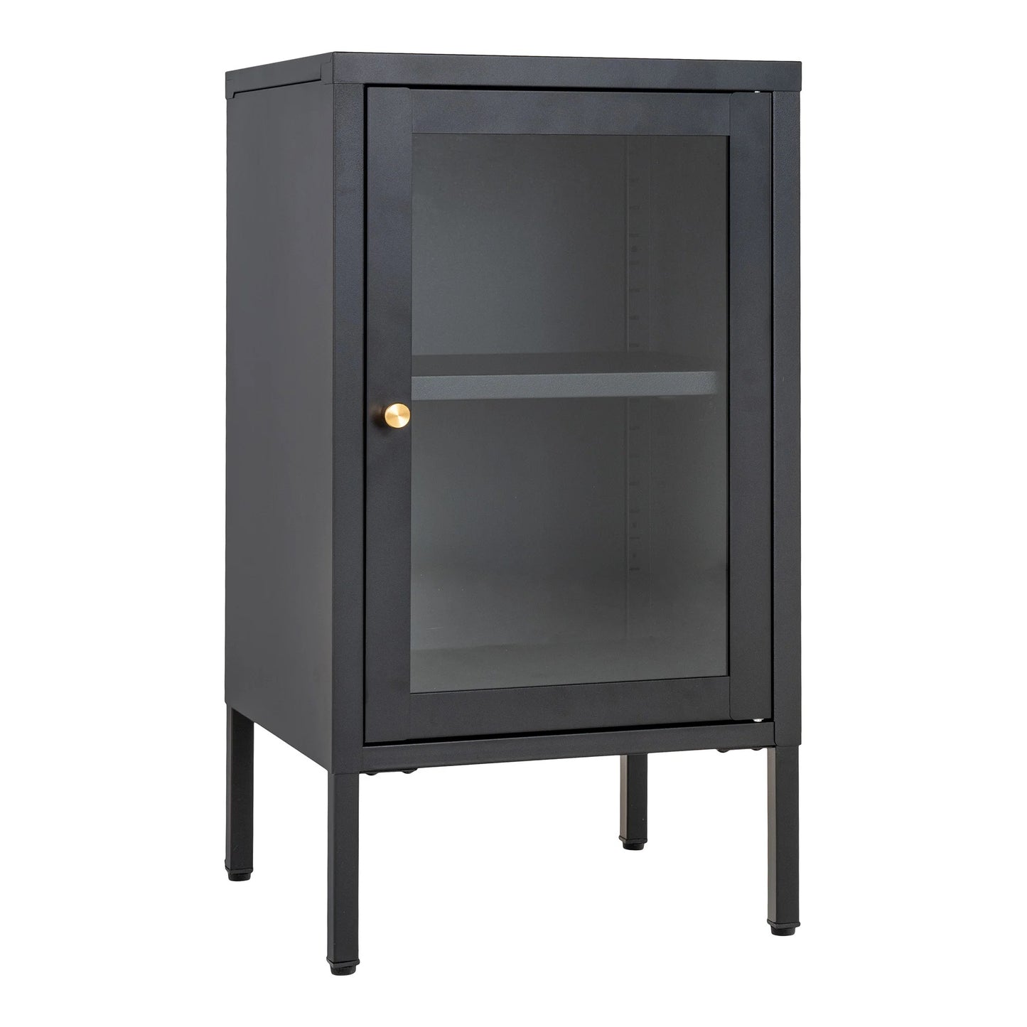 Moderne Kommode DAILY 70cm schwarz Glastür Metall