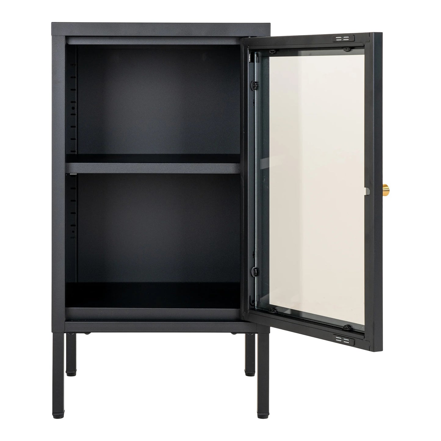 Moderne Kommode DAILY 70cm schwarz Glastür Metall