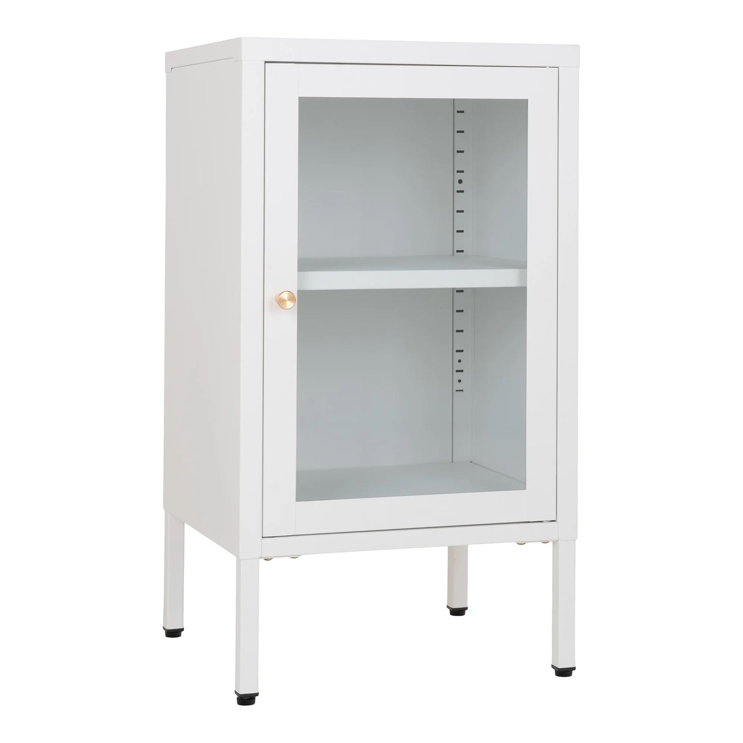 Moderne Kommode DAILY 70cm weiss Glastür Metall