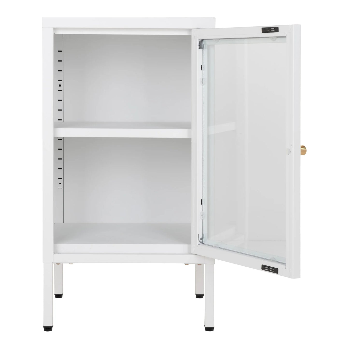 Moderne Kommode DAILY 70cm weiss Glastür Metall