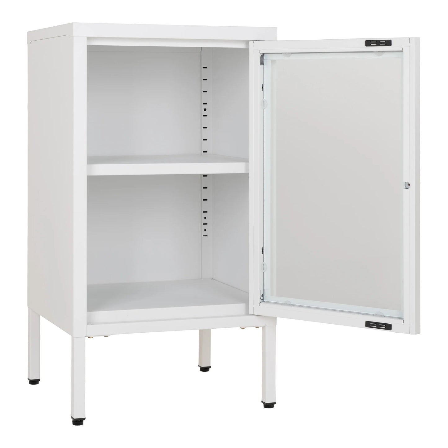 Moderne Kommode DAILY 70cm weiss Glastür Metall
