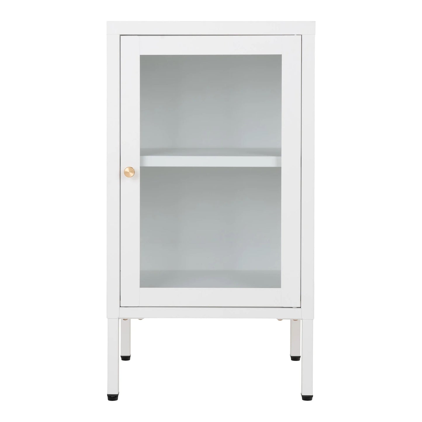 Moderne Kommode DAILY 70cm weiss Glastür Metall