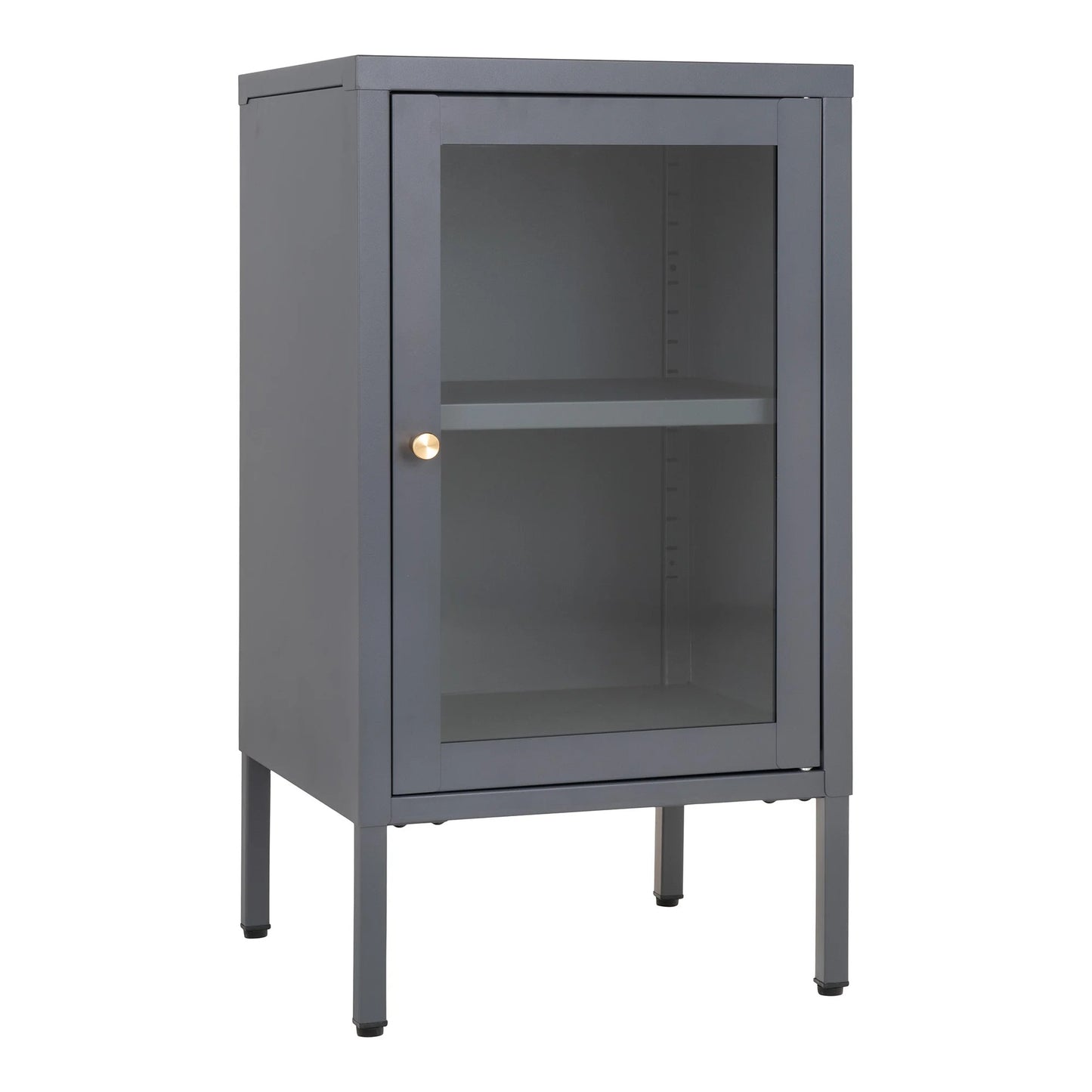 Moderne Kommode DAILY 70cm grau Glastür Metall