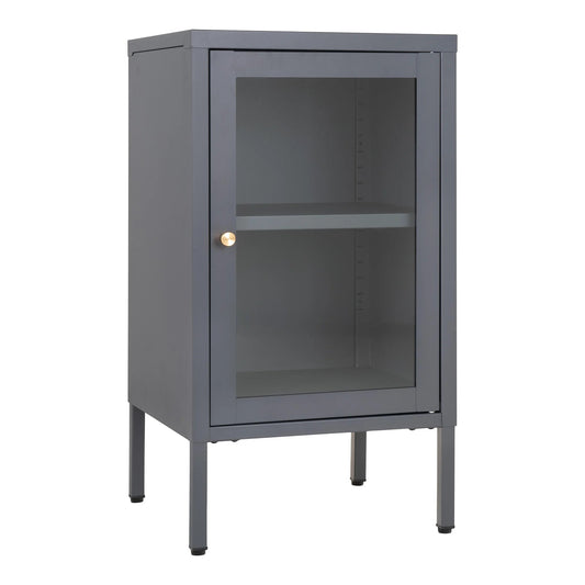 Moderne Kommode DAILY 70cm grau Glastür Metall