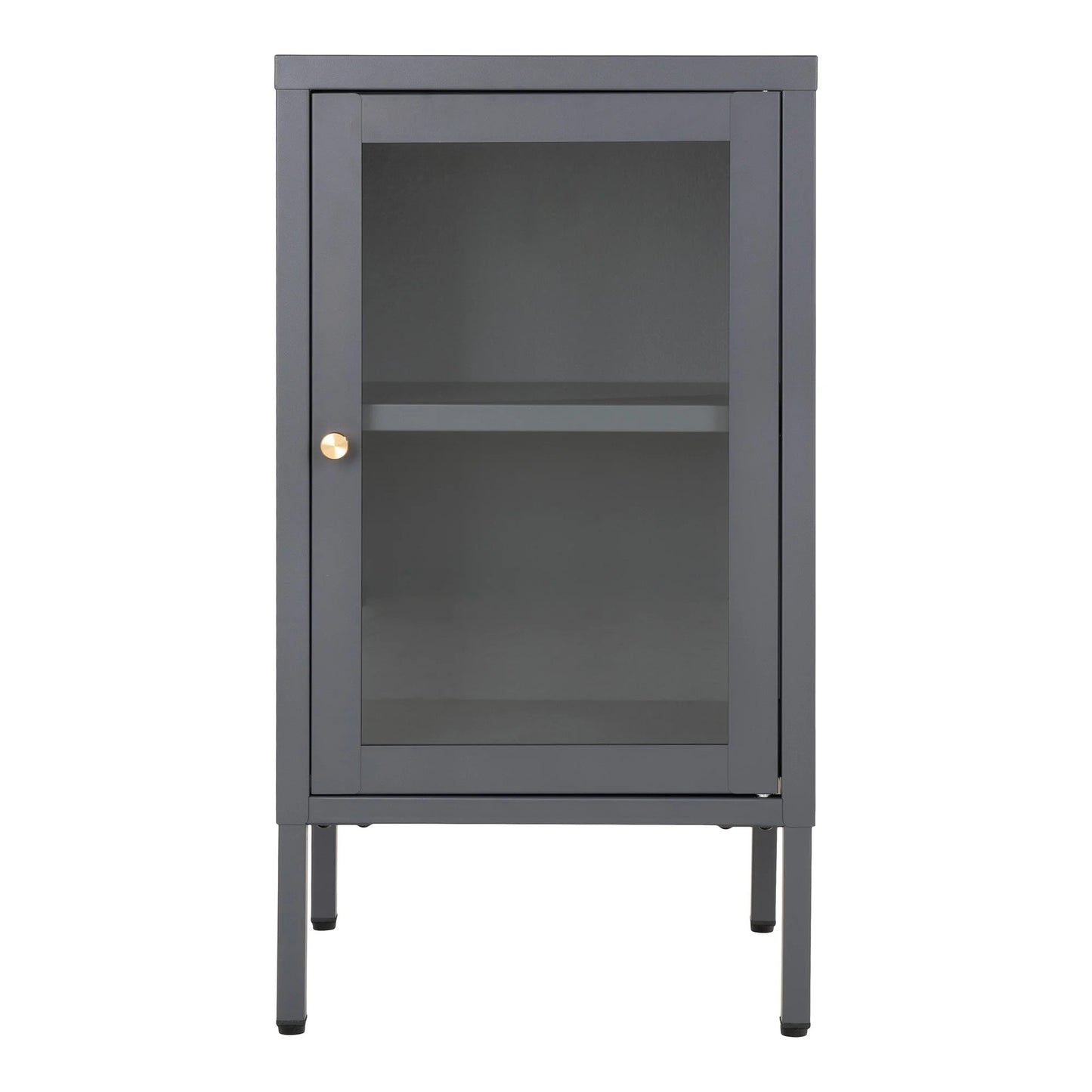 Moderne Kommode DAILY 70cm grau Glastür Metall