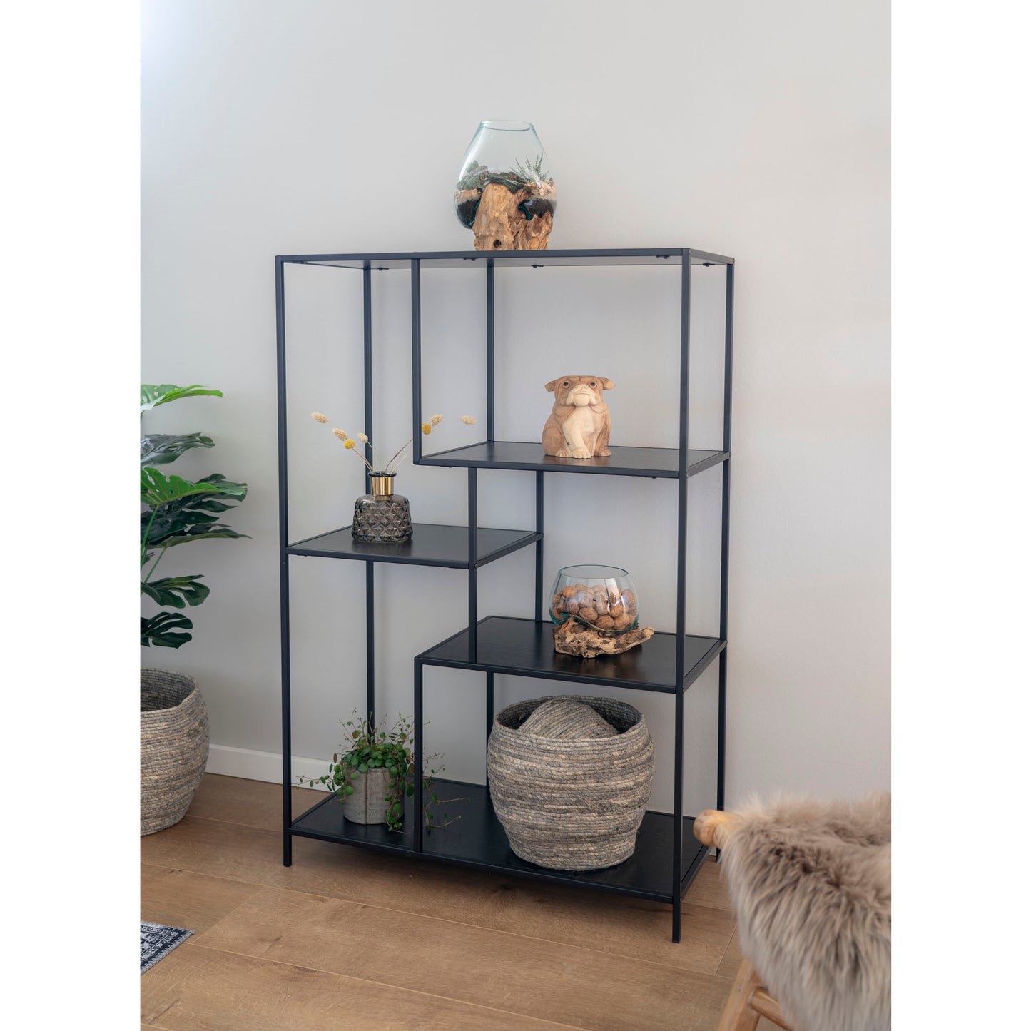 Modernes Regal LEVEN schwarz ca.36x80x120 cm
