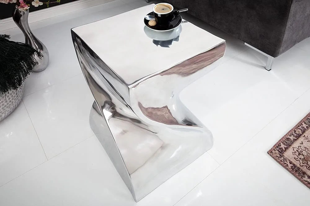 Design Beistelltisch GIRO Aluminium 45cm silber