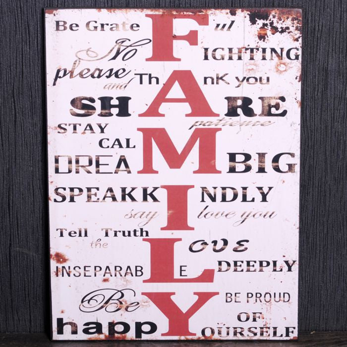 Antik Holzschild FAMILY II Vintage Retro Schild