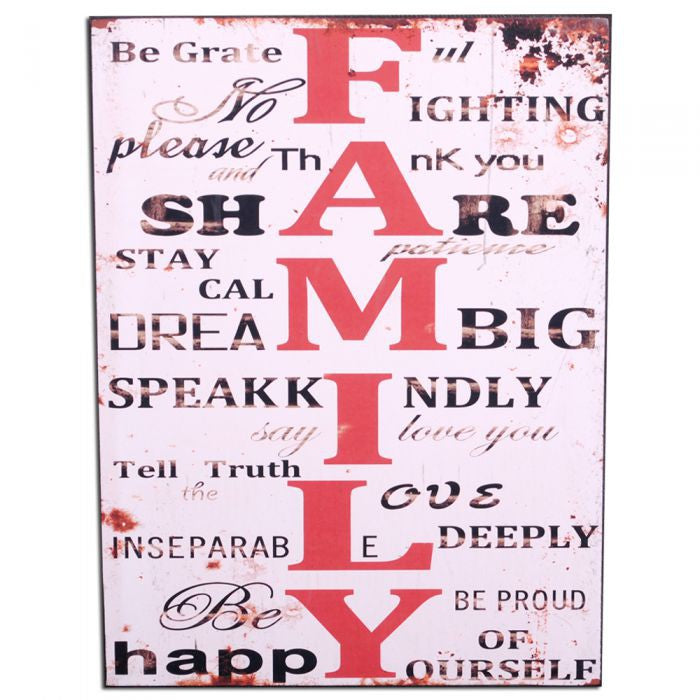 Antik Holzschild FAMILY II Vintage Retro Schild
