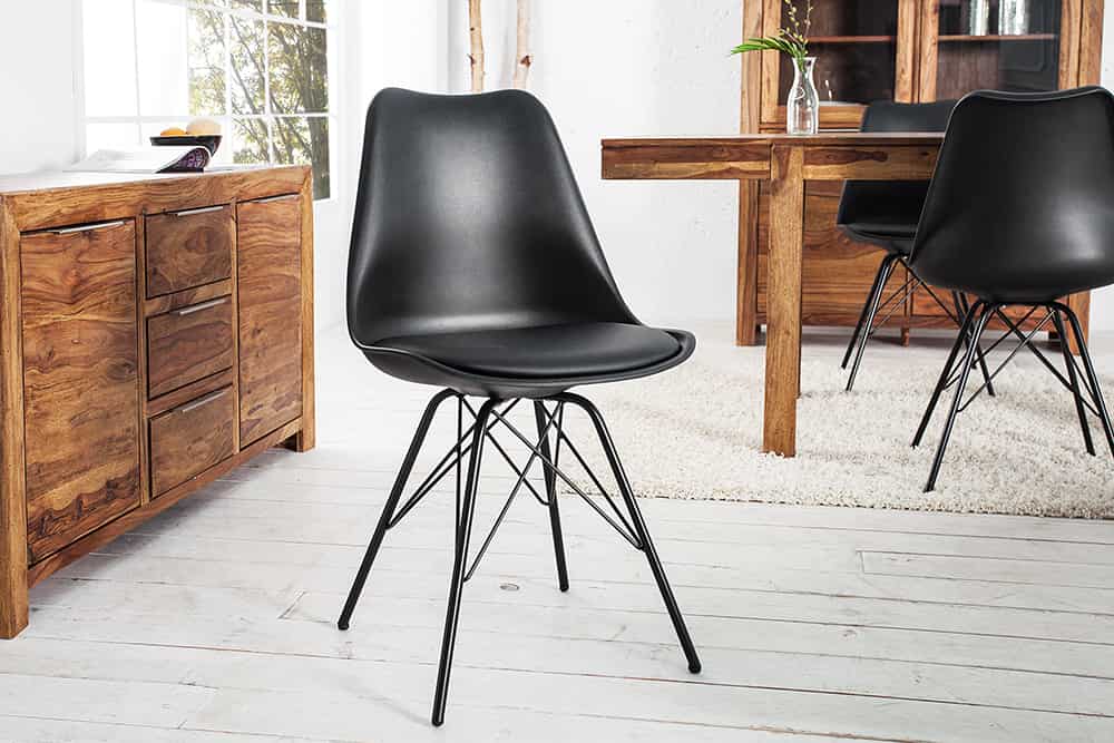 4er Set Design-Klassiker Stuhl NORWAY schwarz Metallgestell schwarz