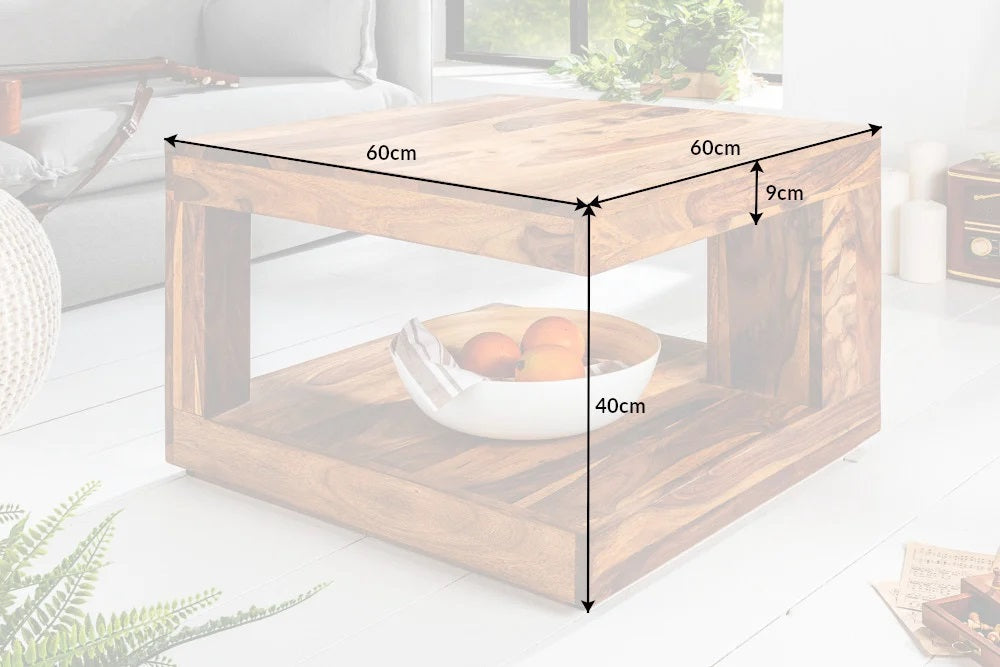 Puristischer Couchtisch SHIVA ca.60x60cm massiv Palisander