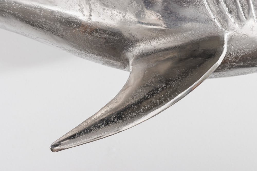 Wanddeko Haifisch 105cm SHARK silber Aluminium Maritim rechts