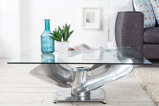 Design Couchtisch ELICA 70x70cm silber Aluminium Maritim