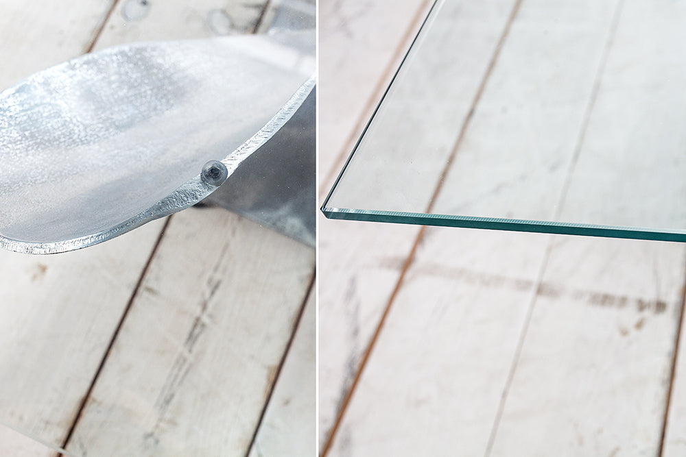 Design Couchtisch ELICA 80x80cm silber Aluminium Schiffsschraube