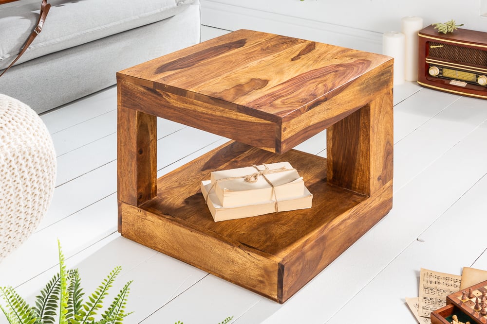 Puristischer Couchtisch SHIVA 45cm Massivholz Palisander