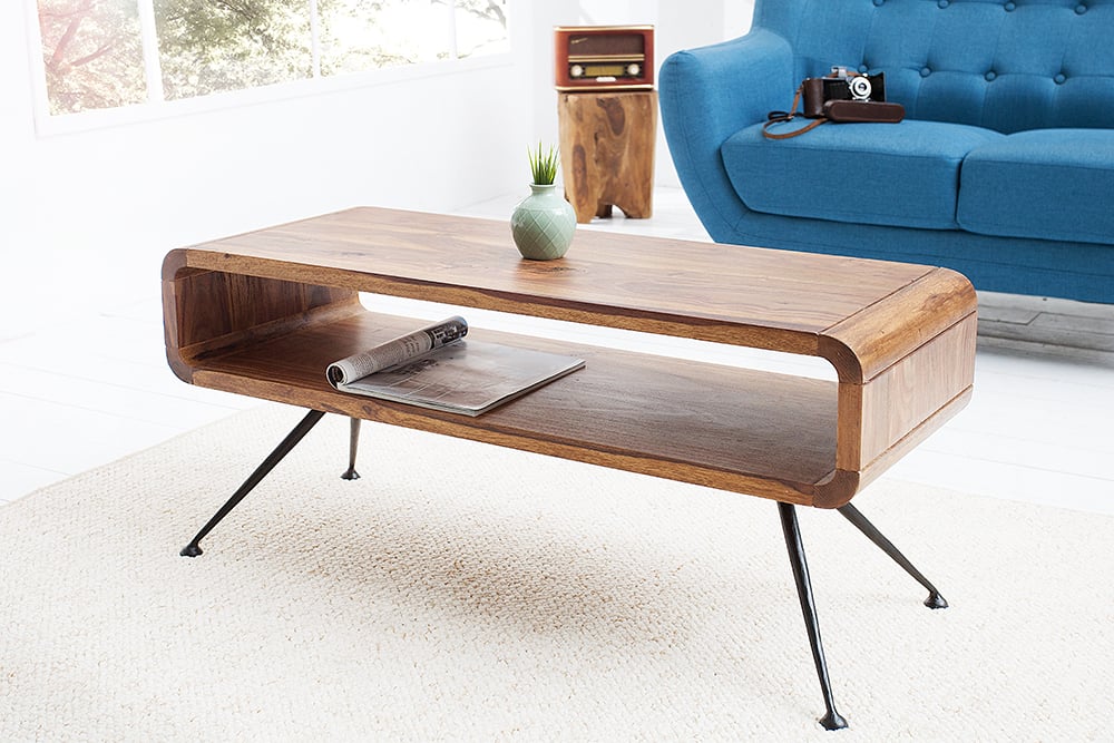 Puristischer Couchtisch ALINO 100cm massiv Massivholz Palisander