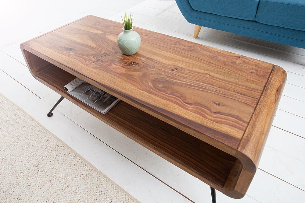 Puristischer Couchtisch ALINO 100cm massiv Massivholz Palisander