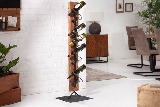 Freistehendes Weinregal RANJA 140cm Massivholz Teak & Metall