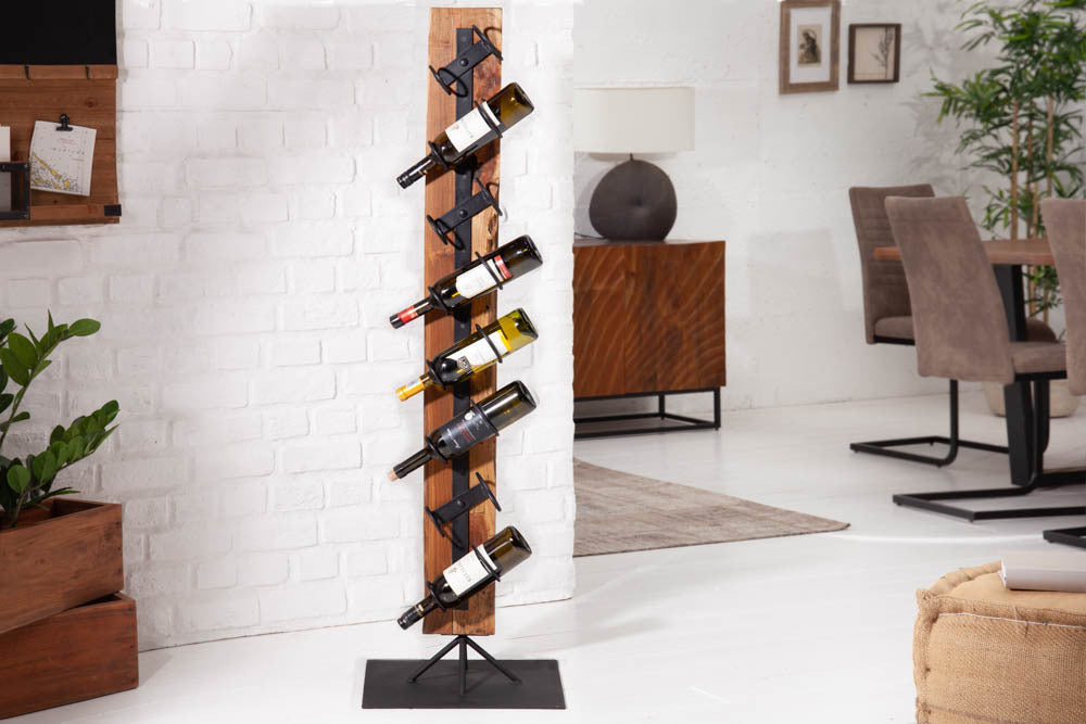 Freistehendes Weinregal RANJA 140cm Massivholz Teak & Metall
