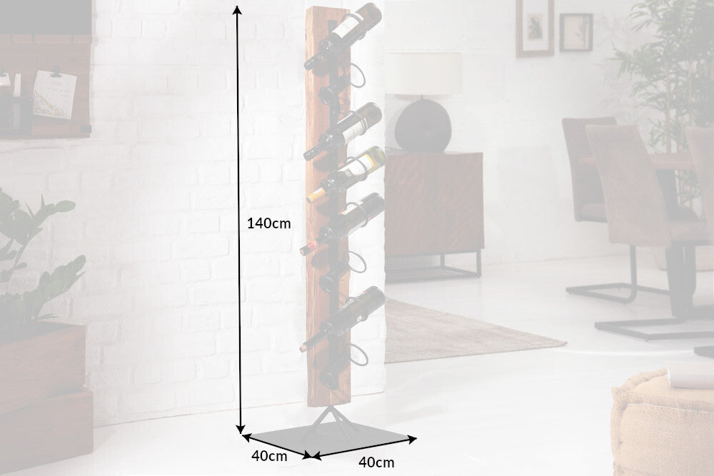 Freistehendes Weinregal RANJA 140cm Massivholz Teak & Metall