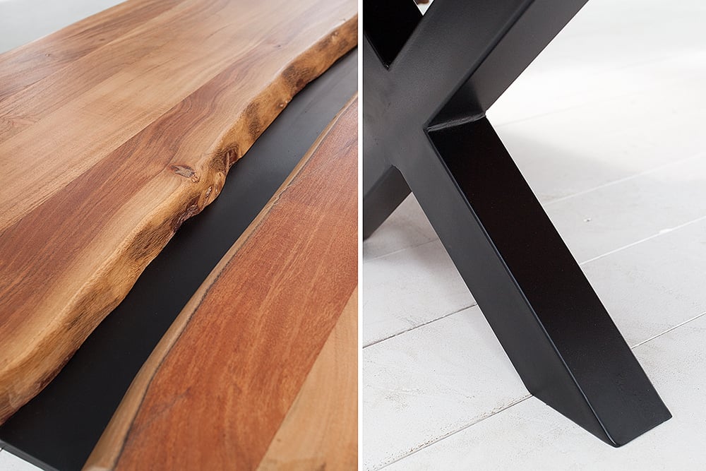 Design Couchtisch DIVISIO 105cm Akazie natural Baumkante