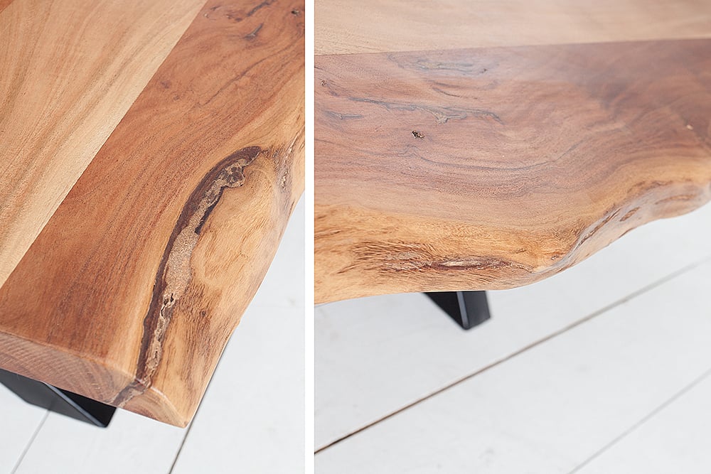 Design Couchtisch DIVISIO 105cm Akazie natural Baumkante