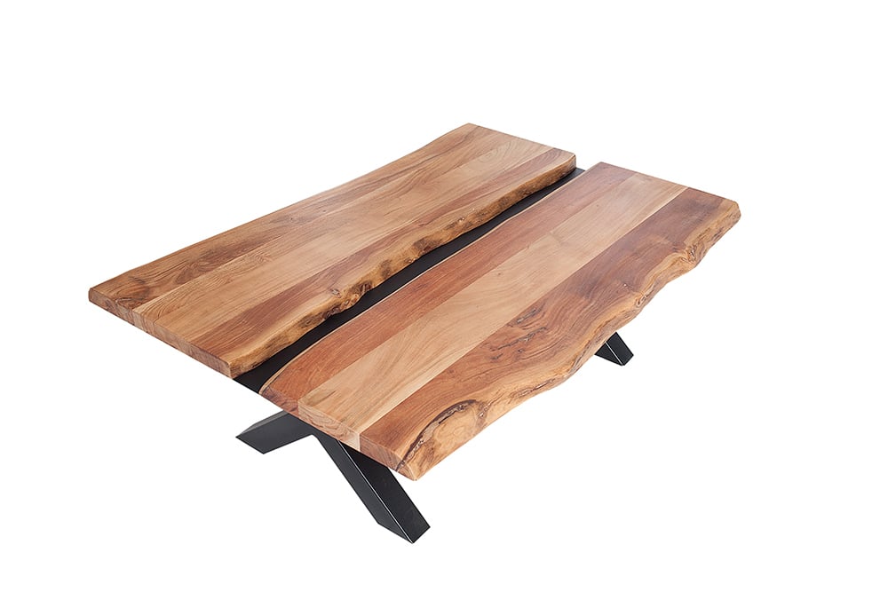 Design Couchtisch DIVISIO 105cm Akazie natural Baumkante