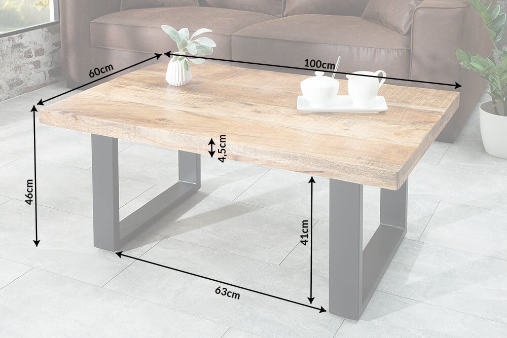 Massiver Couchtisch ARTE 100cm natural Mango-Holz