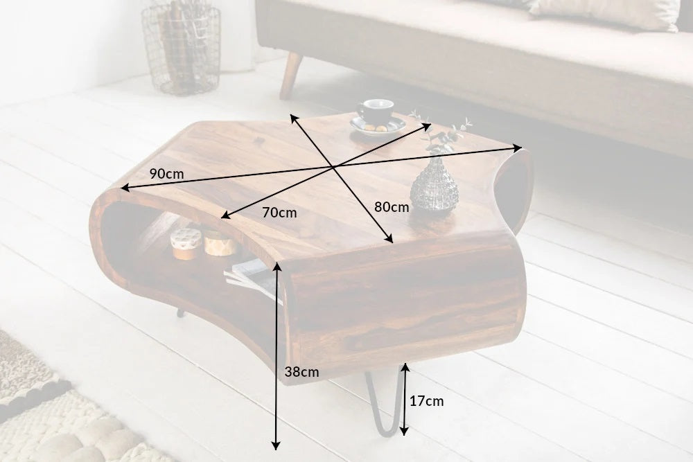 Design Couchtisch LIVE-RANIC ca.90cm Massivholz Palisander