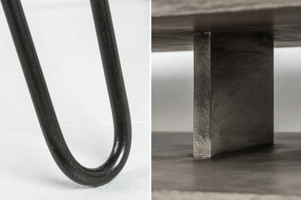 Industrie-Look Schreibtisch ALINA 100cm grau Mangoholz Metallbeine