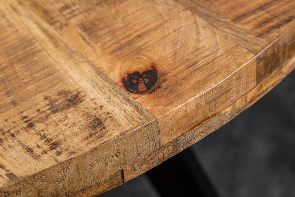 Industrie-Look Esstisch ARTE 120cm rund Mangoholz natural