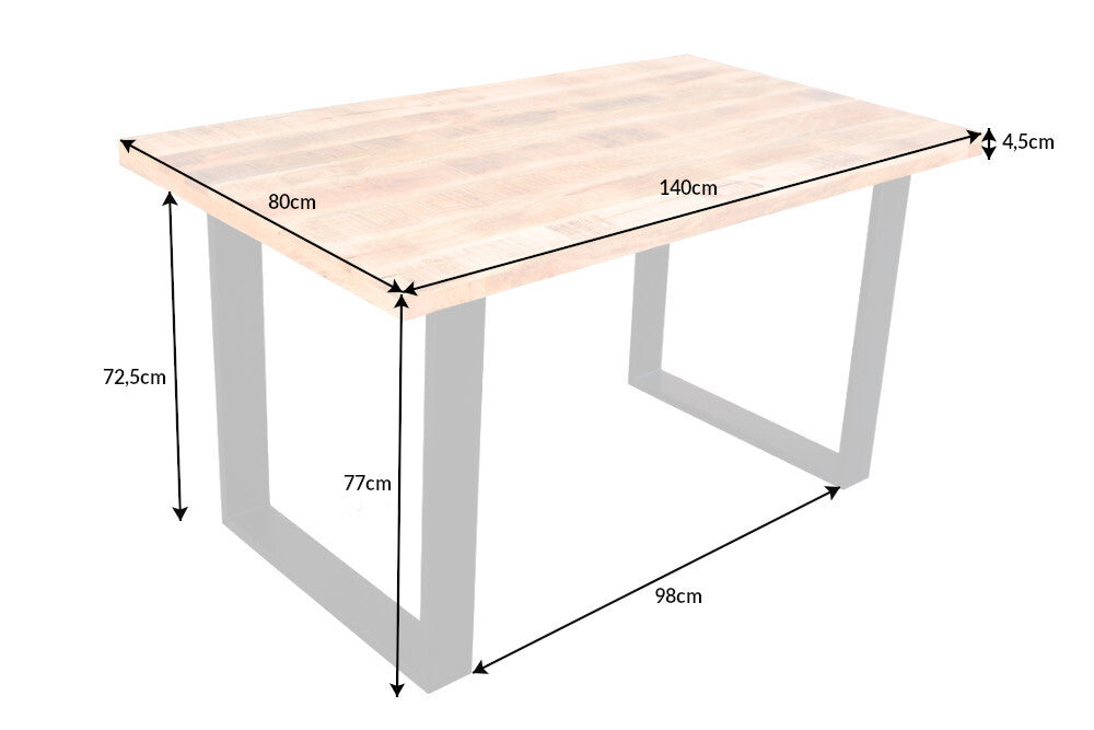 Industrie-Look Esstisch ARTE 120cm Mangoholz natural Eisengestell
