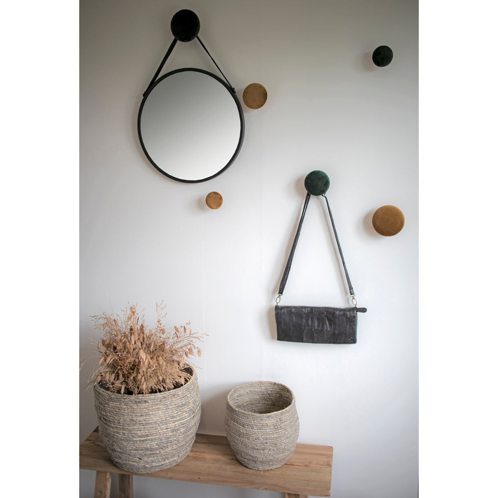Eleganter Spiegel RAPANI mit Stahlrahmen und Gurt Ø 38cm