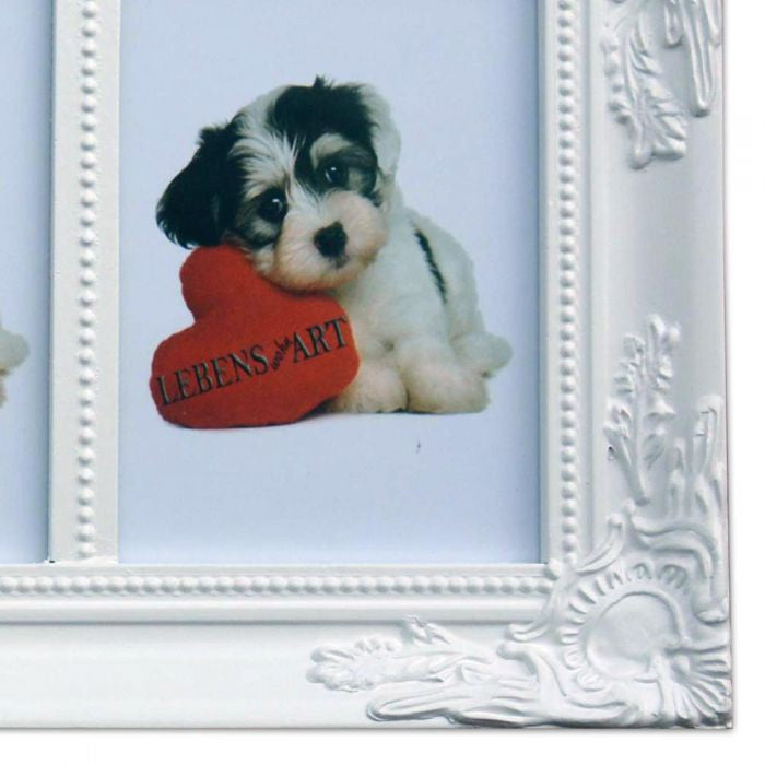 Multi-Fotorahmen BEATRICE / Barock Weiß 5 Fotos á 15x10cm