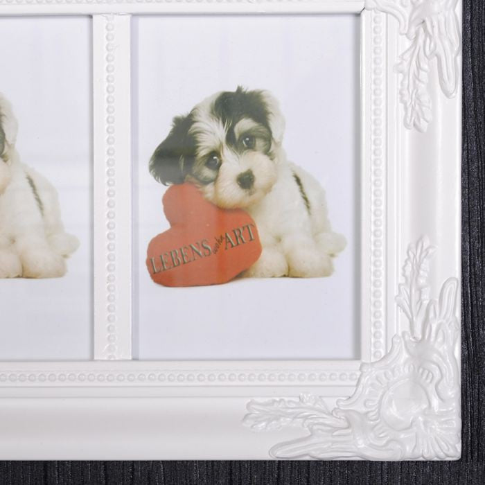 Multi-Fotorahmen BEATRICE / Barock Weiß 5 Fotos á 15x10cm