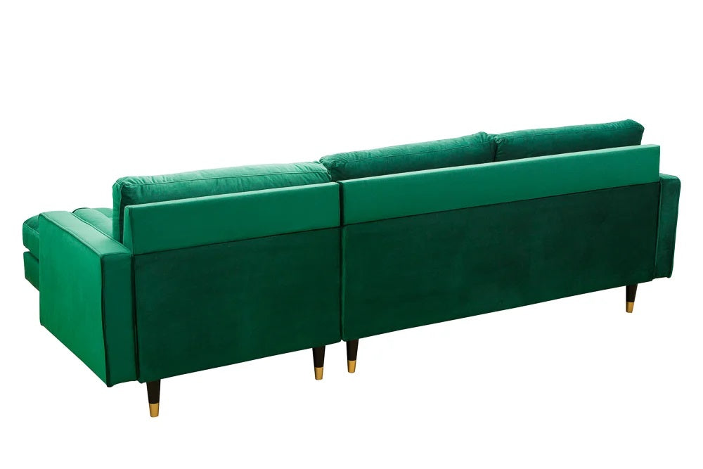 Ecksofa 260cm Ottomane beidseitig COMFORT grün Samt Federkern