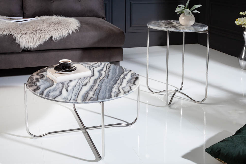 Moderner Beistelltisch MAMO abnehmbare Marmor-Platte ca.D43cm