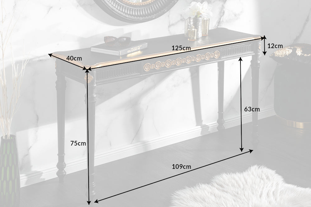 Barocker Konsolentisch KINGDOM 125cm schwarz gold
