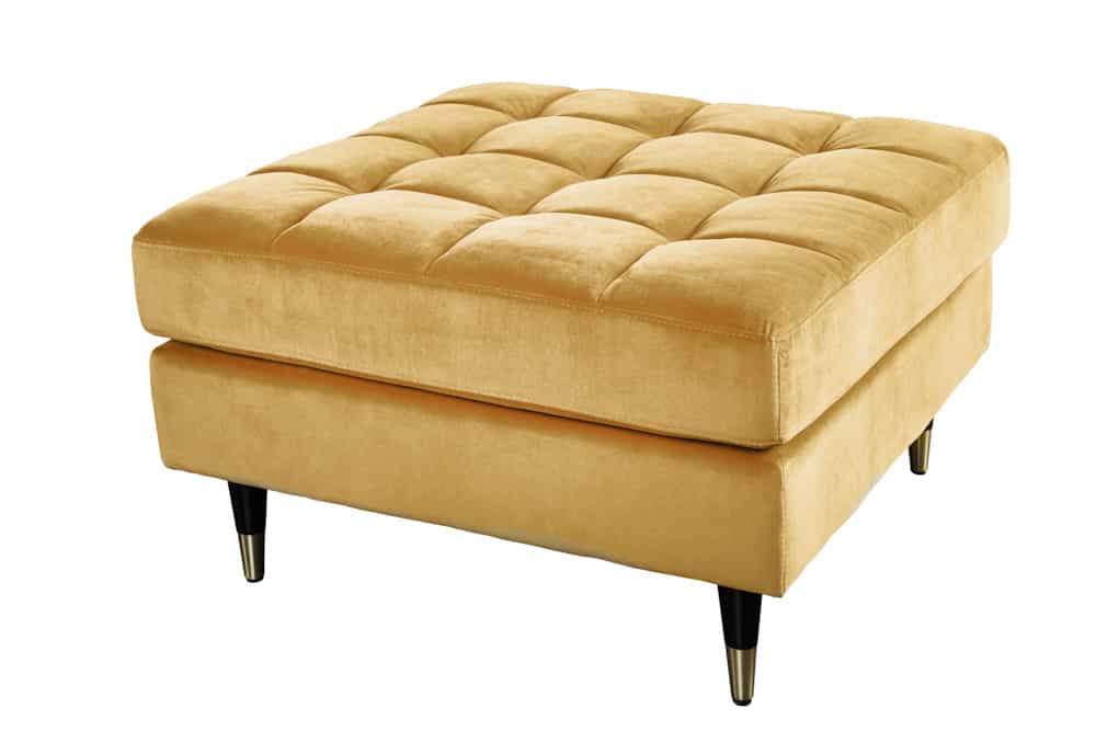 Moderner Hocker COMFORT 80cm senfgelb Samt Taschenfederkern