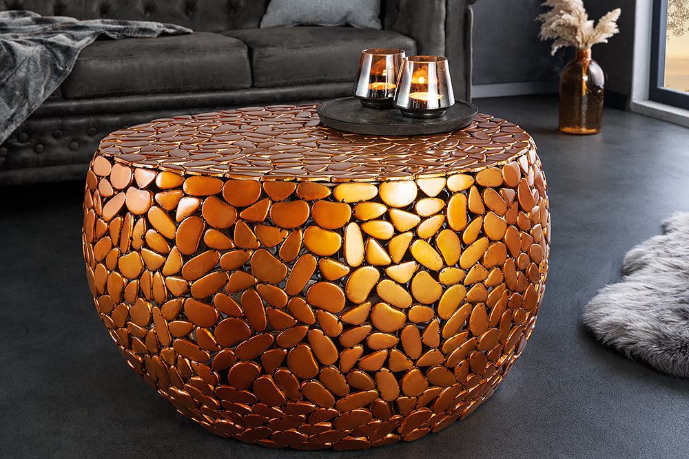 Extravaganter Unikat Couchtisch PIEDRA kupfer Aluminium Handarbeit