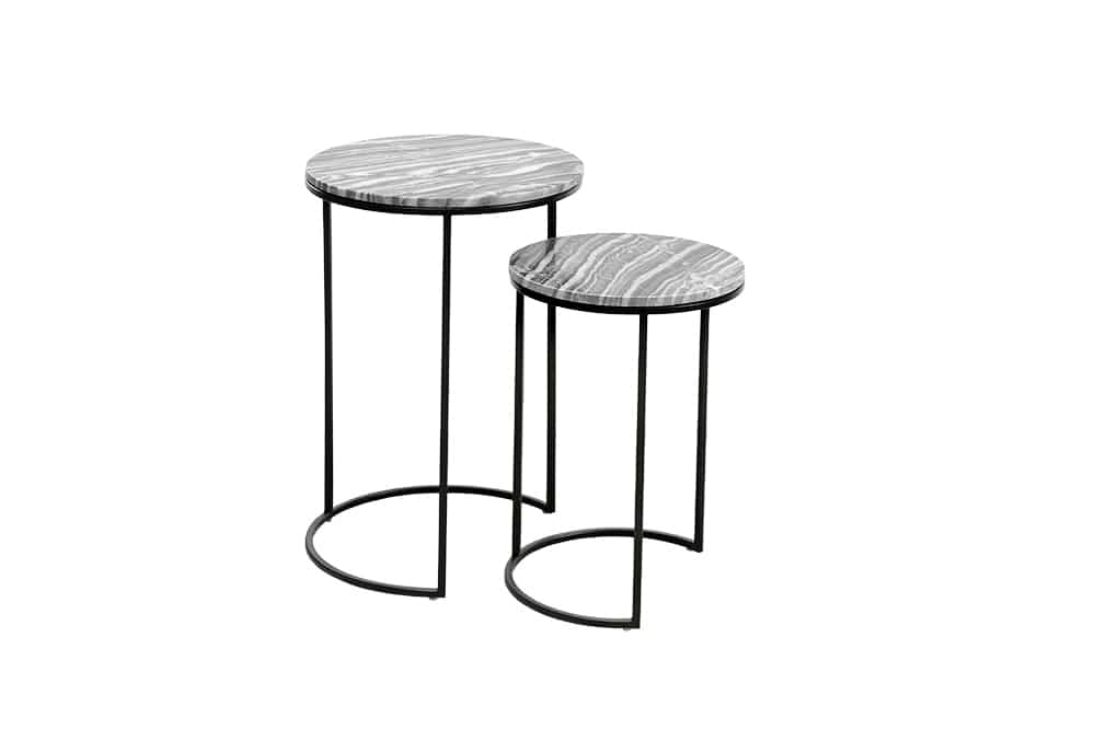 Elegantes Beistelltisch 2er Set MARMO 55cm Marmor-Dekor