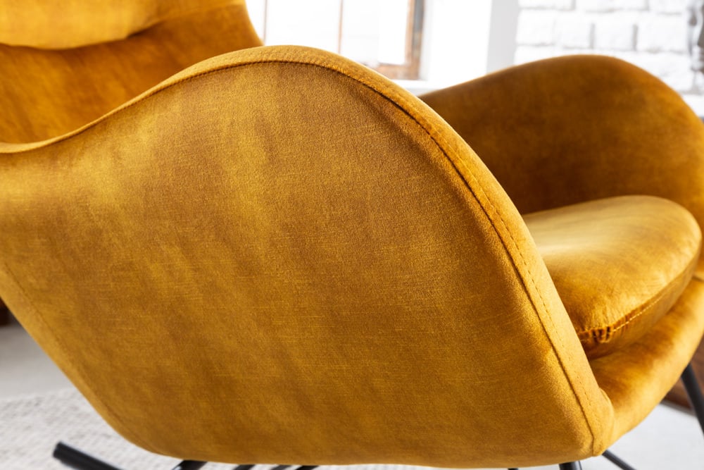 Bequemer Schaukelstuhl HYGGE Samt senf-gelb Sessel