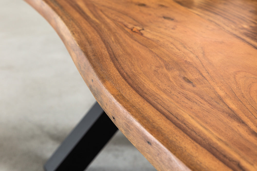 Massivholz Couchtisch NARBOL 120cm Akazie 3cm Tischplatte Baumkante