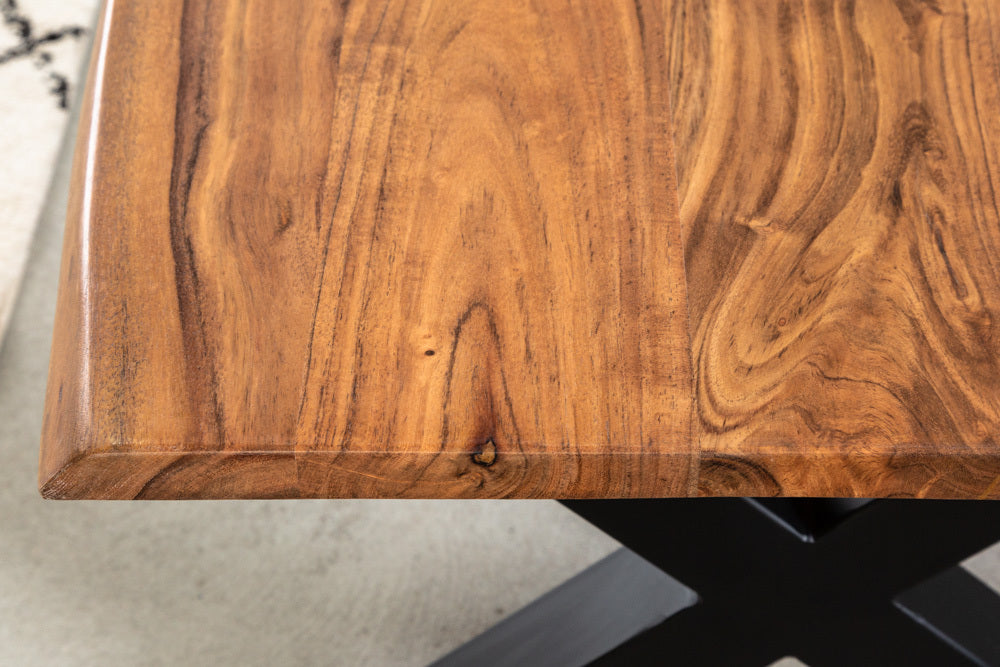 Massivholz Couchtisch NARBOL 100cm Akazie 3cm Tischplatte Baumkante